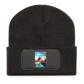 Pékin Chine Voyage Affiche Souvenir Peinture WPA - Beanie recyclé à patch - charbon - Devant