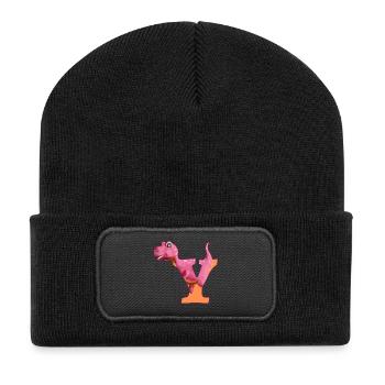 Y - DINOSAURE, personnalisable - Beanie recyclé à patch - noir - Devant