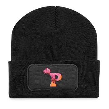 P - DINOSAURE, personnalisable - Beanie recyclé à patch - noir - Devant