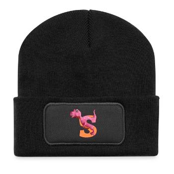 S - DINOSAURE, personnalisable - Beanie recyclé à patch - noir - Devant