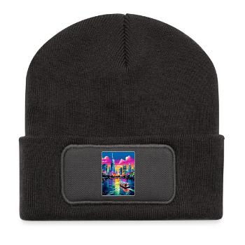 Bangkok Thaïlande Affiche de voyage thaïlandaise Souvenir WPA - Beanie recyclé à patch - charbon - Devant