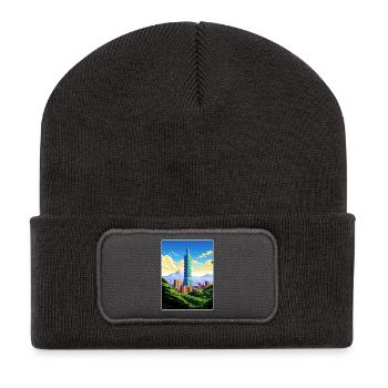 Taipei Taïwan Voyage Affiche Souvenir Peinture WPA - Beanie recyclé à patch - charbon - Devant