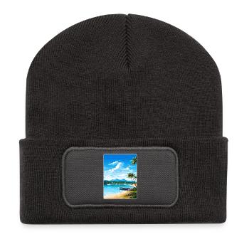 Ko Samui Thaïlande Affiche de voyage thaïlandaise Souvenir WPA - Beanie recyclé à patch - charbon - Devant