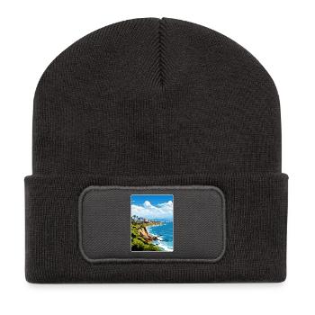 Lima Pérou Affiche de voyage Peinture de carte postale souvenir - Beanie recyclé à patch - charbon - Devant