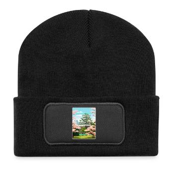 Osaka Japan Reise Poster Souvenir Postkarte Farbe - Recycelte Patch Beanie - Schwarz - Vorne