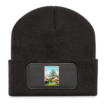 Osaka Japan Reise Poster Souvenir Postkarte Farbe - Recycelte Patch Beanie - Dunkelgrau - Vorne