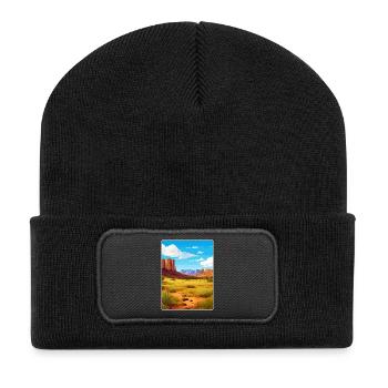 Big Bend National Park Travel Poster Souvenir WPA - Recycled Patch Beanie - black - Front