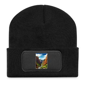 Black Canyon National Park Colorado Travel Poster - Recycled Patch Beanie - black - Front