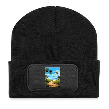 Biscanye Nationalpark Reiseposter Souvenir WPA - Recycelte Patch Beanie - Schwarz - Vorne