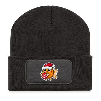 Poisson rouge Swain de Noël - Beanie recyclé à patch - charbon - Devant