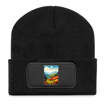 Affiche de voyage du parc national des Great Smoky Mountains - Beanie recyclé à patch - noir - Devant