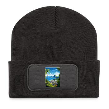 Rio de Janeiro Brésil Affiche de voyage Souvenir WPA - Beanie recyclé à patch - charbon - Devant