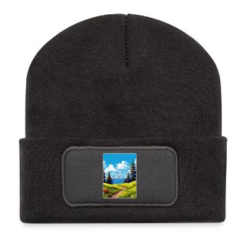 Affiche de voyage souvenir du parc national de Grand Teton - Beanie recyclé à patch - charbon - Devant