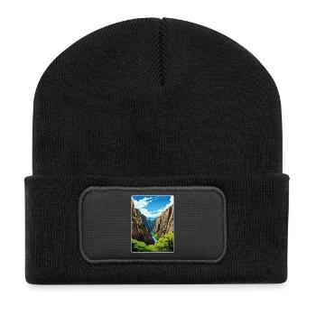 Black Canyon National Park Colorado Travel Poster - Recycled Patch Beanie - black - Front