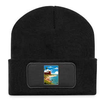 Affiche de voyage souvenir du parc national de Tortugas sèche - Beanie recyclé à patch - noir - Devant