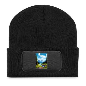 Glacier National Park Travel Poster Souvenir WPA - Recycled Patch Beanie - black - Front