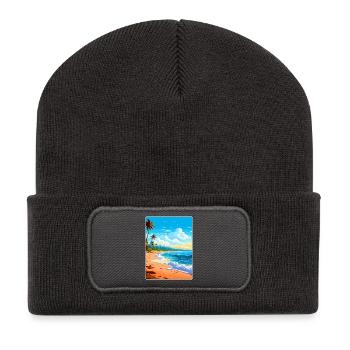 Barbade Caraïbes Voyage Affiche Souvenir Peinture WP - Beanie recyclé à patch - charbon - Devant