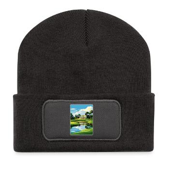 Augusta Golfplatz Vintage Reiseposter Souvenir - Recycelte Patch Beanie - Dunkelgrau - Vorne