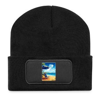 Dominikanische Republik Karibik Reise Posterkarte - Recycelte Patch Beanie - Schwarz - Vorne