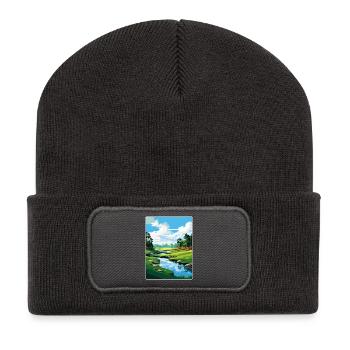 Augusta Golfplatz Vintage Reiseposter Souvenir - Recycelte Patch Beanie - Dunkelgrau - Vorne