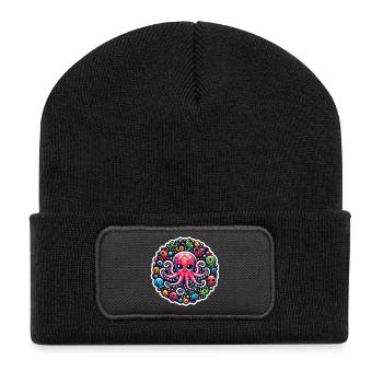 Poulpe Poisson pieuvre - Beanie recyclé à patch - noir - Devant