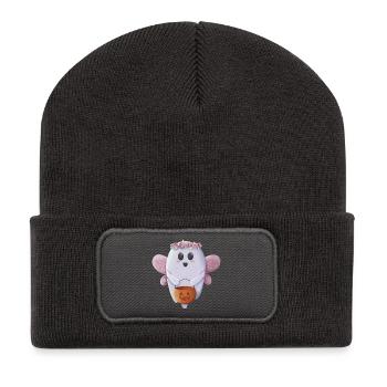 Sweet Ghost Ready for Halloween - Recycled Patch Beanie - dark grey - Front