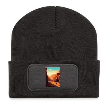 Petra Jordan Affiche de voyage Souvenir Carte Postale Peinture - Beanie recyclé à patch - charbon - Devant