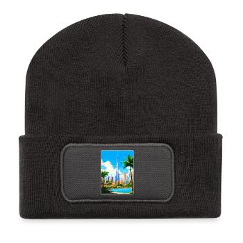 Dubai United Arab Emirates Travel Poster Souvenir - Recycled Patch Beanie - dark grey - Front