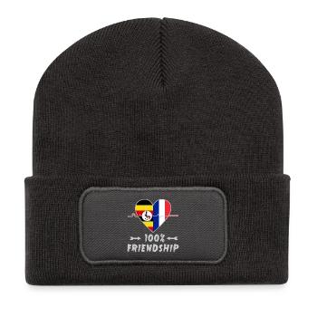 Uganda and France 100% friendship - Recycled Patch Beanie - dark grey - Front