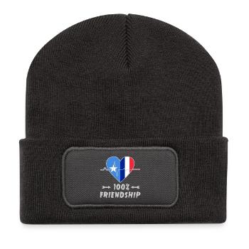 Somalia und Frankreich 100% Freundschaft - Recycelte Patch Beanie - Dunkelgrau - Vorne