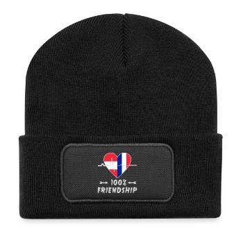 Austria and France 100% friendship - Recycled Patch Beanie - black - Front