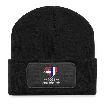 Latvia and France 100% friendship - Recycled Patch Beanie - black - Front