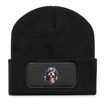 Tibetan Terrier with Sunglasses - Recycled Patch Beanie - black - Front