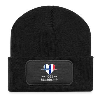 Finland and France 100% friendship - Recycled Patch Beanie - black - Front