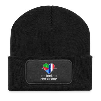 Eritrea und Frankreich 100% Freundschaft - Recycelte Patch Beanie - Schwarz - Vorne