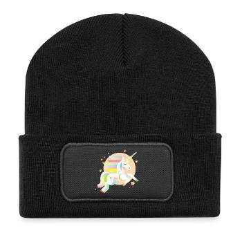 Delicate Geometric Unicorn – Dreamy & Magical - Recycled Patch Beanie - black - Front