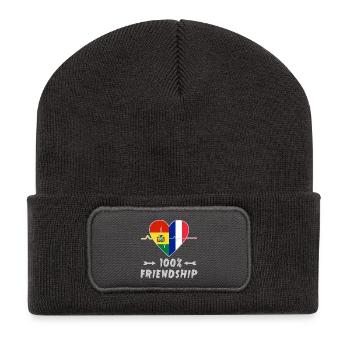 Bolivia and France 100% friendship - Recycled Patch Beanie - dark grey - Front