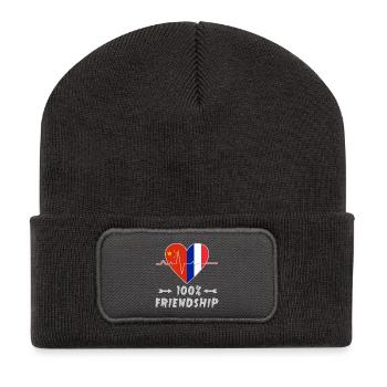 100 % amitié entre la Chine et la France - Beanie recyclé à patch - charbon - Devant