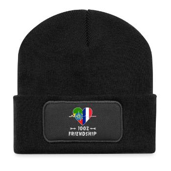Ethiopia and France 100% friendship - Recycled Patch Beanie - black - Front