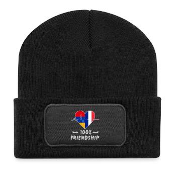 Armenien und Frankreich 100% Freundschaft - Recycelte Patch Beanie - Schwarz - Vorne