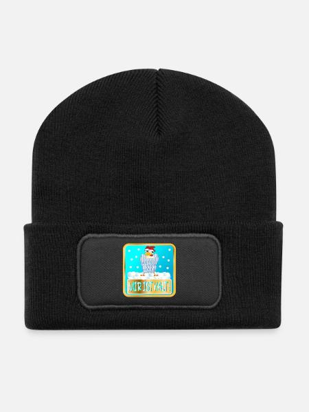 MIR IST KALT WINTER HÜHNER - Recycelte Patch Beanie - Schwarz