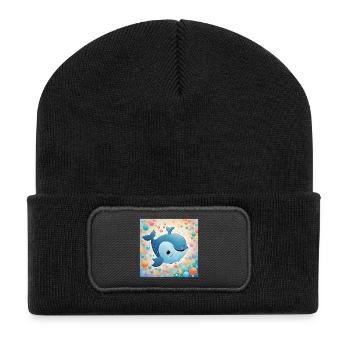 poster bébé, chambre d'enfant, nourrisson - Beanie recyclé à patch - noir - Devant