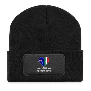 Australien und Italien 100% Freundschaft - Recycelte Patch Beanie - Schwarz - Vorne