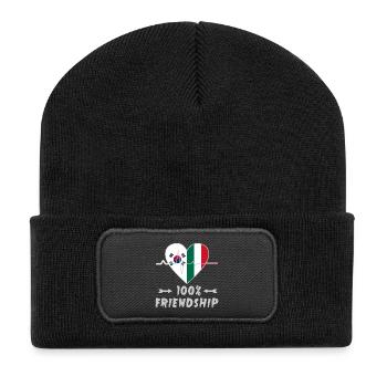 100 % amitié entre la Corée du Sud et l'Italie - Beanie recyclé à patch - noir - Devant