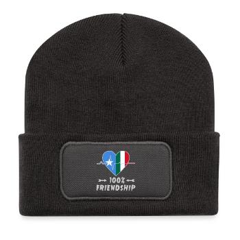 Somalia und Italien 100% Freundschaft - Recycelte Patch Beanie - Dunkelgrau - Vorne