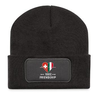 Schweiz und Italien 100% Freundschaft - Recycelte Patch Beanie - Dunkelgrau - Vorne