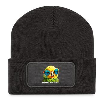 I know all your secrets Funny Budgie - Recycled Patch Beanie - dark grey - Front