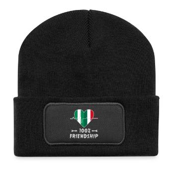 Le Nigeria et l'Italie : amitié à 100 % - Beanie recyclé à patch - noir - Devant