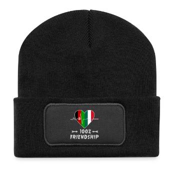 L'Afghanistan et l'Italie : amitié à 100 % - Beanie recyclé à patch - noir - Devant