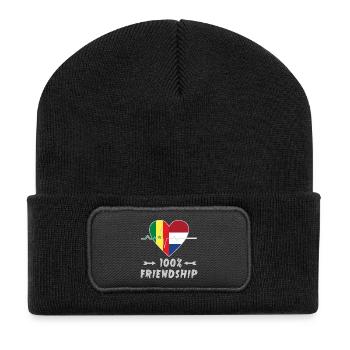 Senegal und Niederlande 100% Freundschaft - Recycelte Patch Beanie - Schwarz - Vorne